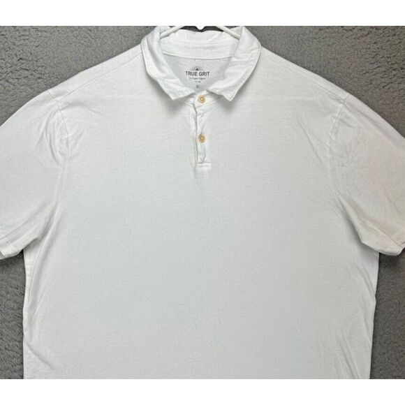 True Grit Shirt Adult XL White Polo Short Sleeve 100% Cotton Casual Rugby Mens‎
